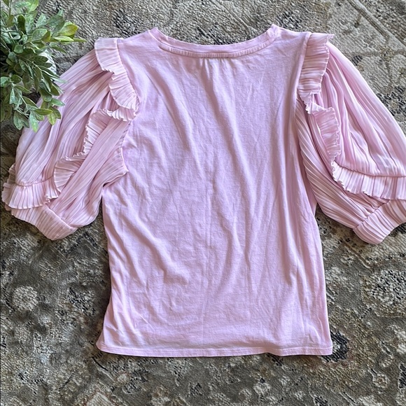 Express Pink Puff Sleeve Blouse - Picture 2 of 6
